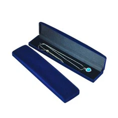 ಉದ್ದವಾದ ಆಭರಣ ಪೆಟ್ಟಿಗೆ ಗಾ blue ನೀಲಿ ಬಣ್ಣದ ವೆಲ್ವೆಟ್ ನೆಕ್ಲೇಸ್ ಮತ್ತು ಕಂಕಣ ಪ್ಯಾಕೇಜ್